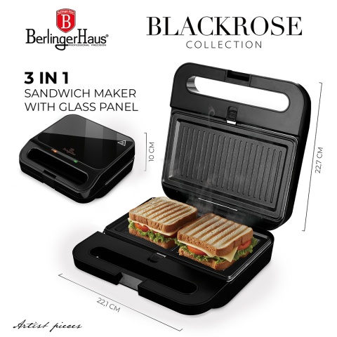 Opiekacz do kanapek 1000W 3w1 BerlingerHaus BH-9965 Black Rose
