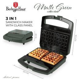 Opiekacz do kanapek 1000W 3w1 BerlingerHaus BH-9978 Matte Green