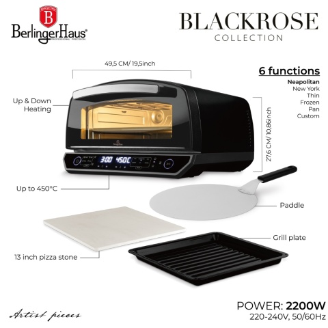 Piec do pizzy 2200W Black Rose BerlingerHaus BH-9925