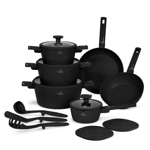 Zestaw 15el. garnki, patelnie, akcesoria BerlingerHaus Black Rose BH-8463