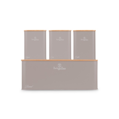 Zestaw 3 pojemników i chlebak BerlingerHaus BH-8902 Taupe Collection