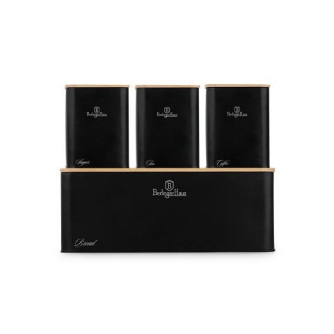 Zestaw 3 pojemników i chlebak BerlingerHaus BH-8903 Matte Black Collection