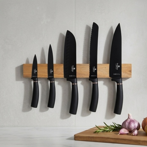 Zestaw 5 noży z listwą magnetyczną Black Rose BerlingerHaus BH-2884