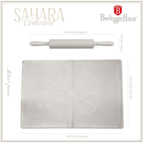 Zestaw do ciasta silikonowy wałek i mata Sahara Collection BerlingerHaus BH-8781