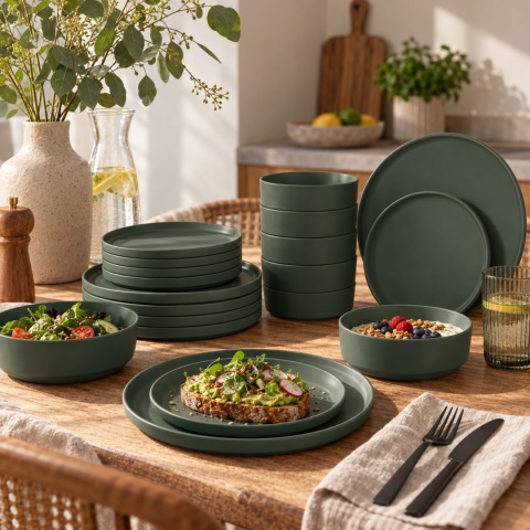Zestaw obiadowy 18 elementów BerlingerHaus Matte Green Collection LP-BH-261